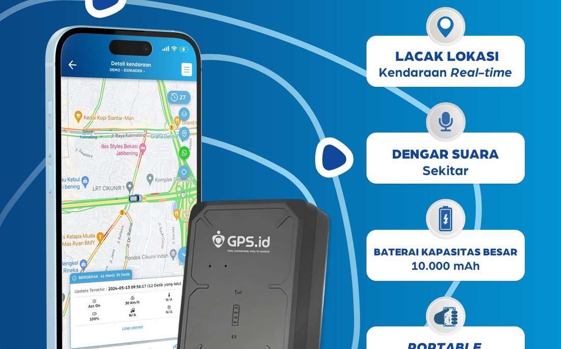 GPS tracker portable GPS.id Porta M20 tanpa pemasangan kabel