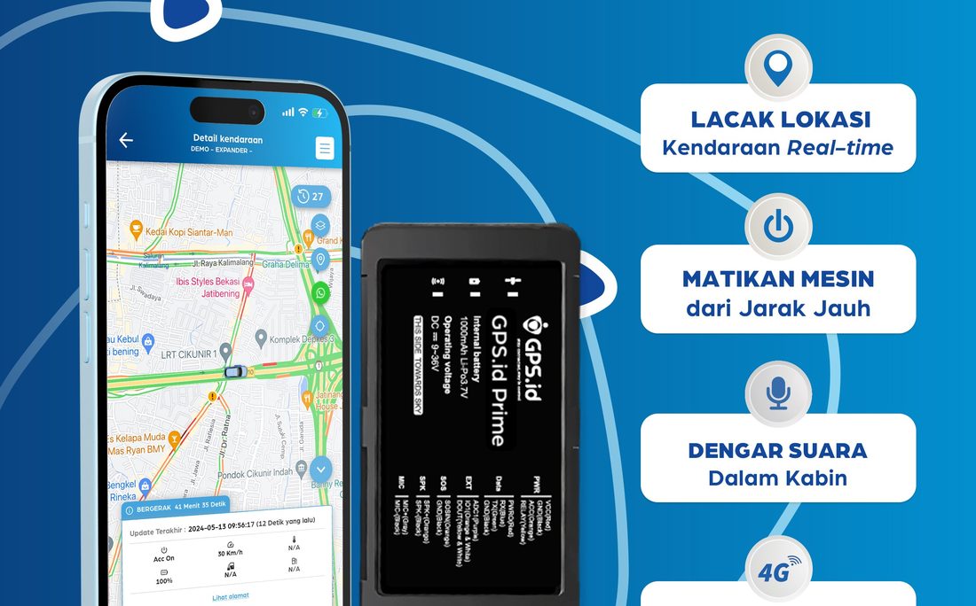 GPS tracker GPS.id Prime S40 yang mendukung sensor tambahan